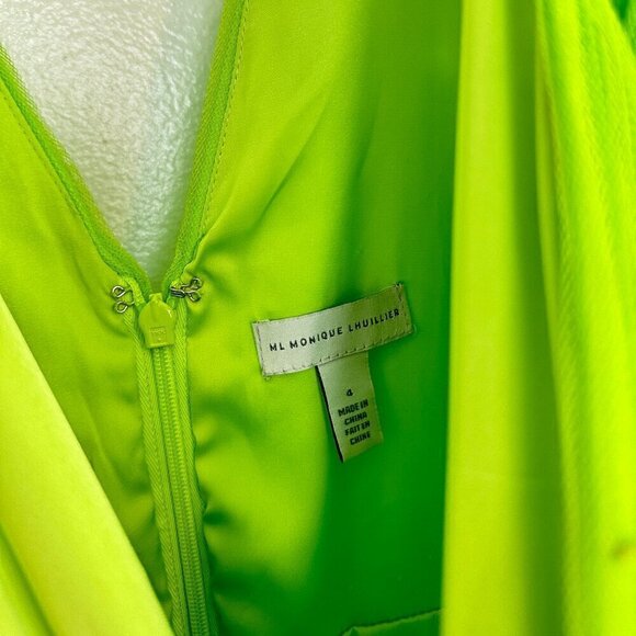 ML MONIQUE LHUILLIER Afterglow Gown in Fluorescent Green Size US 4 - Picture 9 of 16